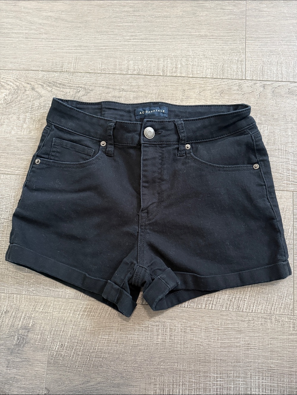 Aeropostale Black Cuffed High-Rise Jean Shorts